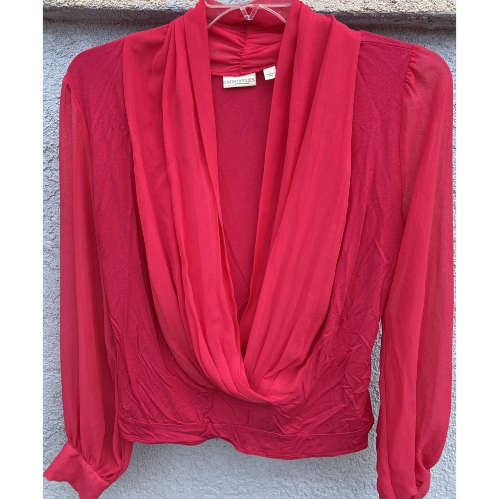 Eva Mendes Women's Pink Solid Wrap Long Sleeve Top Size L Regular